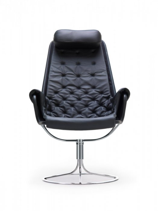 Jetsonfåtölj i svart läder från DUX - framifrån